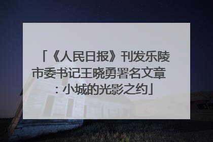 《人民日报》刊发乐陵市委书记王晓勇署名文章：小城的光影之约