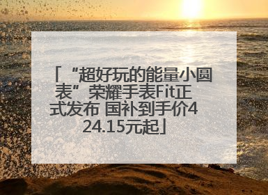 “超好玩的能量小圆表”荣耀手表Fit正式发布 国补到手价424.15元起