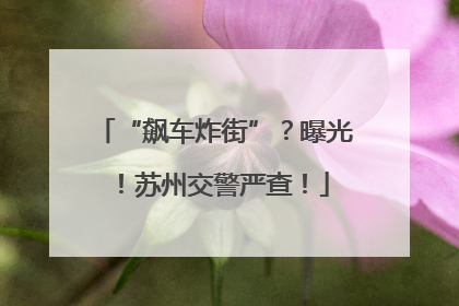 “飙车炸街”？曝光！苏州交警严查！