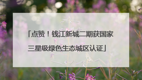 点赞！钱江新城二期获国家三星级绿色生态城区认证