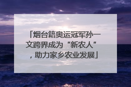 烟台籍奥运冠军孙一文跨界成为“新农人”，助力家乡农业发展
