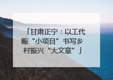 甘肃正宁：以工代赈“小项目”书写乡村振兴“大文章”