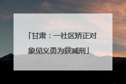 甘肃：一社区矫正对象见义勇为获减刑
