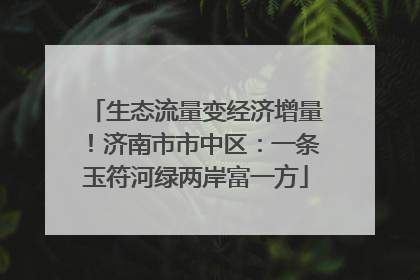 生态流量变经济增量！济南市市中区：一条玉符河绿两岸富一方
