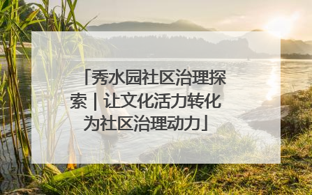 秀水园社区治理探索｜让文化活力转化为社区治理动力
