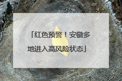 红色预警！安徽多地进入高风险状态