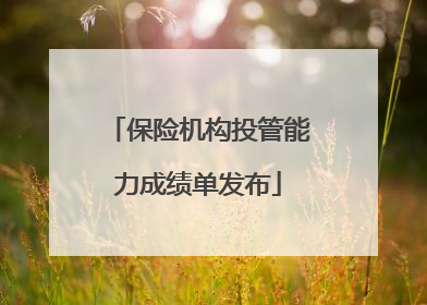 保险机构投管能力成绩单发布