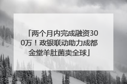 两个月内完成融资300万！政银联动助力成都金堂羊肚菌卖全球