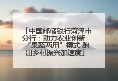 中国邮储银行菏泽市分行：助力农业创新 “果蔬两用”模式 跑出乡村振兴加速度