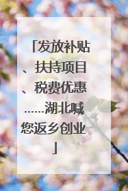 发放补贴、扶持项目、税费优惠……湖北喊您返乡创业