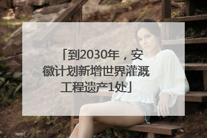 到2030年，安徽计划新增世界灌溉工程遗产1处