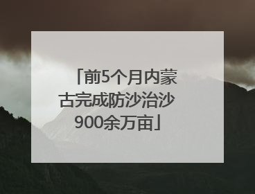 前5个月内蒙古完成防沙治沙900余万亩
