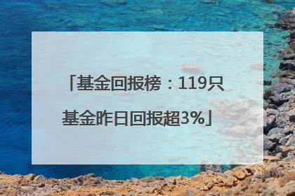 基金回报榜：119只基金昨日回报超3%
