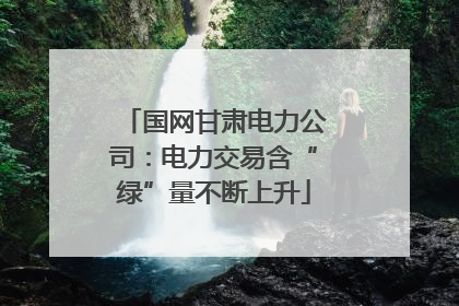 国网甘肃电力公司：电力交易含“绿”量不断上升