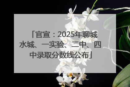 官宣：2025年聊城水城、一实验、二中、四中录取分数线公布