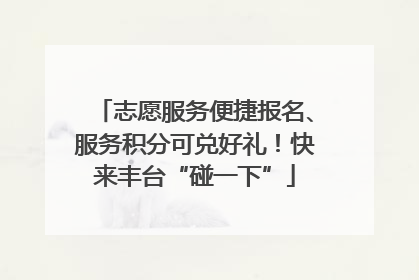 志愿服务便捷报名、服务积分可兑好礼！快来丰台“碰一下”