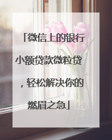 微信上的银行小额贷款微粒贷，轻松解决你的燃眉之急