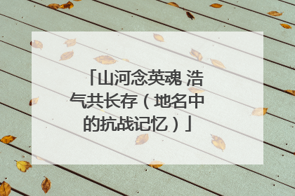 山河念英魂 浩气共长存（地名中的抗战记忆）