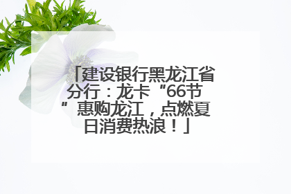 建设银行黑龙江省分行：龙卡“66节”惠购龙江，点燃夏日消费热浪！
