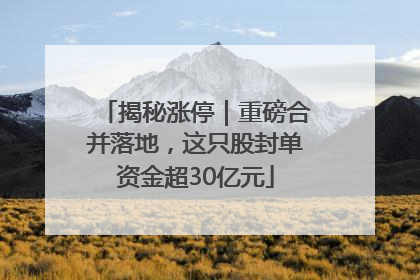 揭秘涨停｜重磅合并落地，这只股封单资金超30亿元