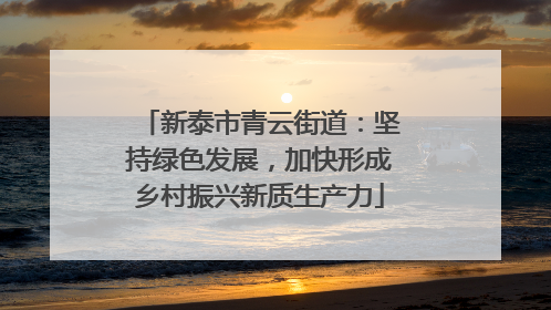 新泰市青云街道：坚持绿色发展，加快形成乡村振兴新质生产力