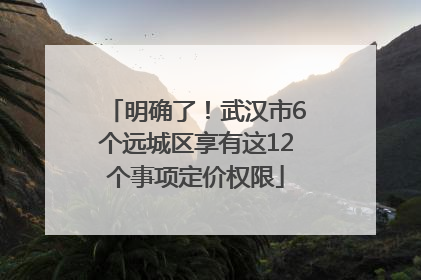明确了！武汉市6个远城区享有这12个事项定价权限
