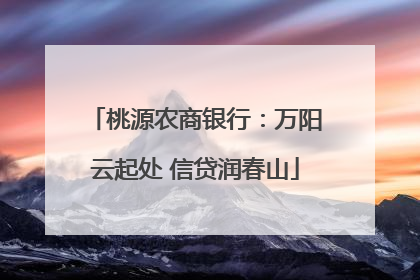桃源农商银行：万阳云起处 信贷润春山