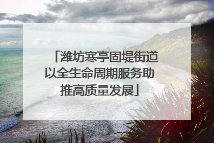 潍坊寒亭固堤街道以全生命周期服务助推高质量发展