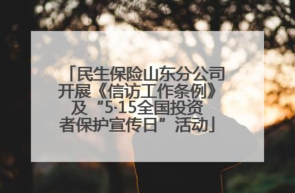 民生保险山东分公司开展《信访工作条例》及“5·15全国投资者保护宣传日”活动