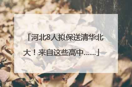 河北8人拟保送清华北大！来自这些高中……