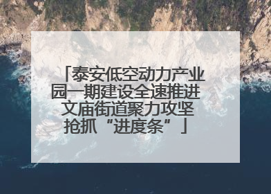 泰安低空动力产业园一期建设全速推进 文庙街道聚力攻坚抢抓“进度条”