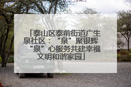 泰山区泰前街道广生泉社区：“泉”聚银辉“泉”心服务共建幸福文明和谐家园