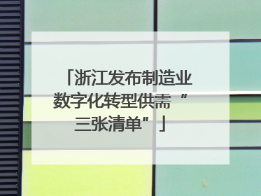 浙江发布制造业数字化转型供需“三张清单”