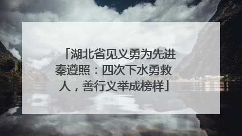 湖北省见义勇为先进秦遵照：四次下水勇救人，善行义举成榜样