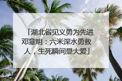 湖北省见义勇为先进邓章明：六米深水勇救人，生死瞬间显大爱