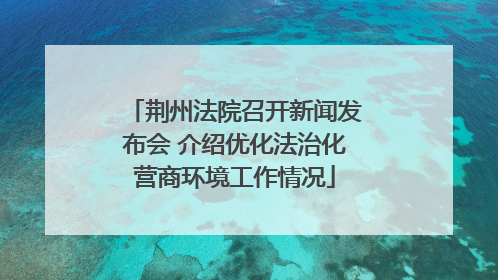 荆州法院召开新闻发布会 介绍优化法治化营商环境工作情况