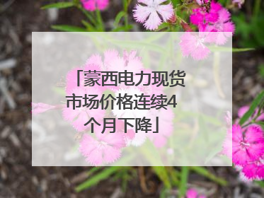 蒙西电力现货市场价格连续4个月下降