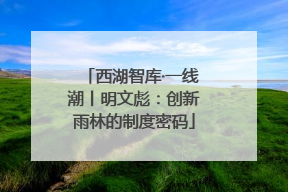 西湖智库·一线潮丨明文彪：创新雨林的制度密码