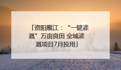 资阳雁江：“一键灌溉”万亩良田 全域灌溉项目7月投用