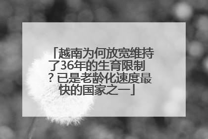 越南为何放宽维持了36年的生育限制？已是老龄化速度最快的国家之一