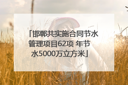 邯郸共实施合同节水管理项目62项 年节水5000万立方米