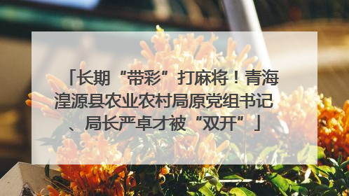 长期“带彩”打麻将！青海湟源县农业农村局原党组书记、局长严卓才被“双开”