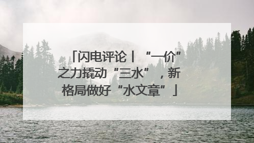 闪电评论丨“一价”之力撬动“三水”，新格局做好“水文章”