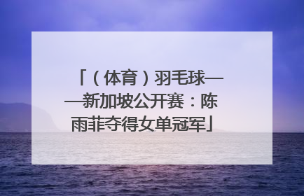 （体育）羽毛球——新加坡公开赛：陈雨菲夺得女单冠军
