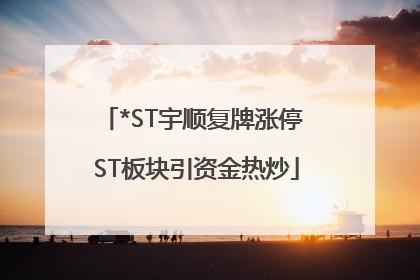 *ST宇顺复牌涨停 ST板块引资金热炒