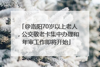 @洛阳70岁以上老人，公交敬老卡集中办理和年审工作即将开始